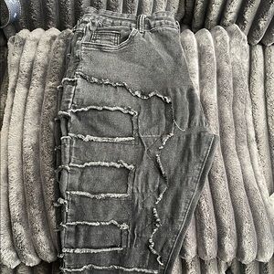 Distressed Gray Denim Jeans